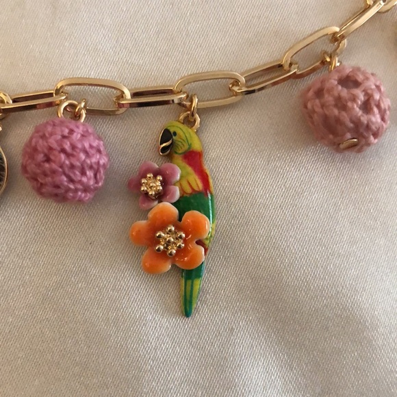 Betsey Johnson Gold Tone Paper Clip Charm Necklace Cactus, Skull, Boot NWT - Picture 9 of 16